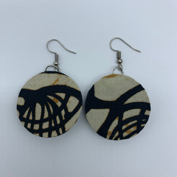 African Print Earrings-Round XS Beige Variation 2 - Lillon Boutique