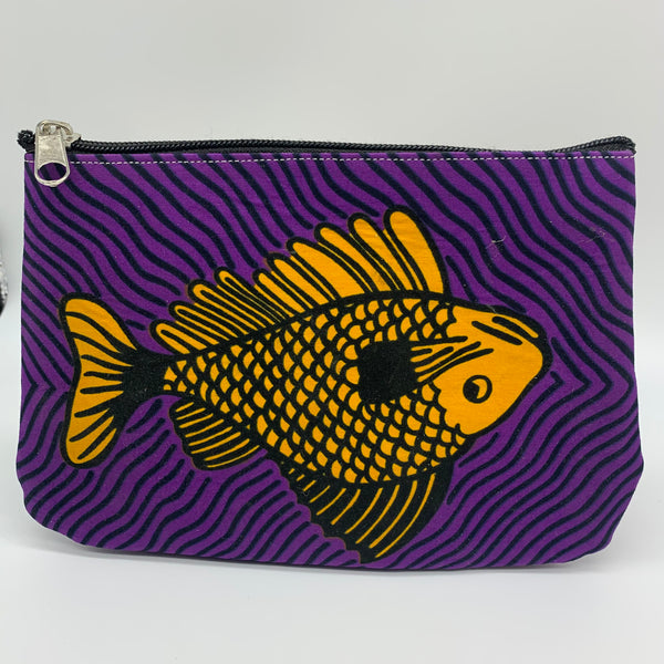 African Print Makeup bag/Pencil case-Purple