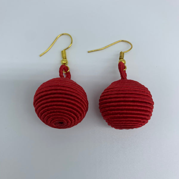 Thread W/Metal Earrings-Red