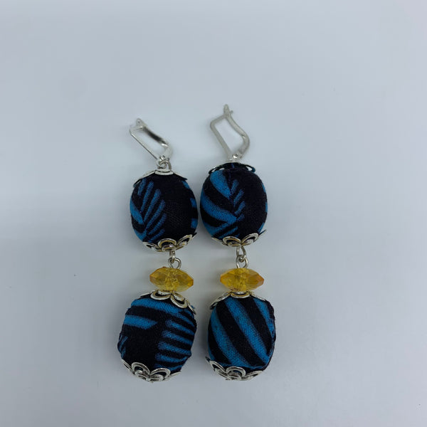 African Print Earrings-Ama Blue Variation 2