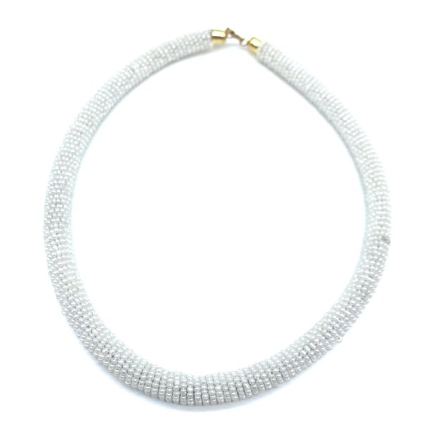 Bead Bangle Necklace-White Variation