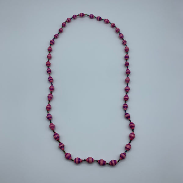Paper Necklace with Beads-Pink Variation 2