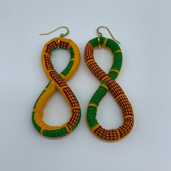 African Print Earrings-Number 8 Yellow Variation