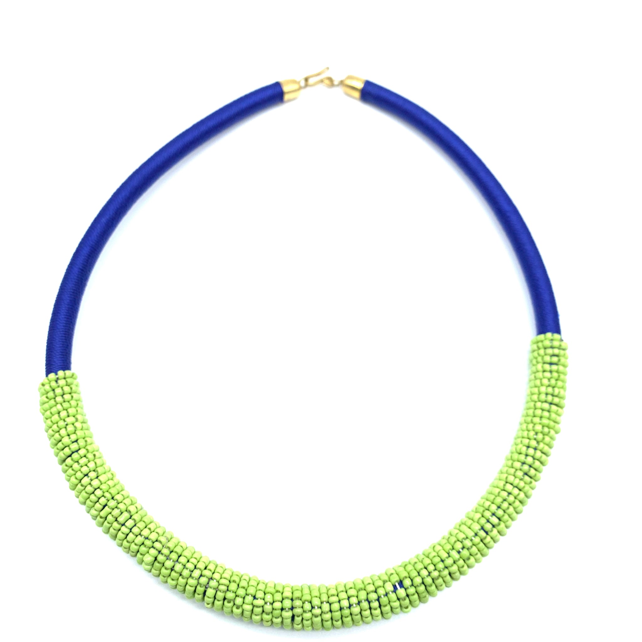 Beaded Thread  Bangle Necklace-Blue Variation