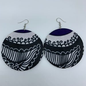 African Print Earrings-Round L Black Variation 7