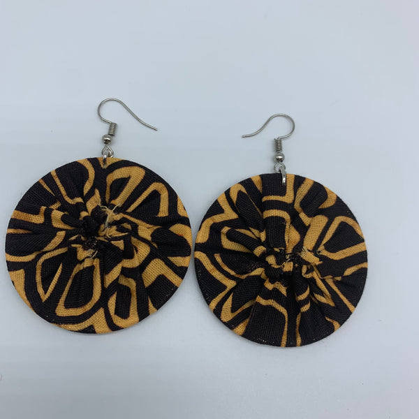 African Print Earrings-Round S Brown Variation 10