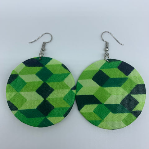 African Print Earrings-Round S Green Variation 17 - Lillon Boutique