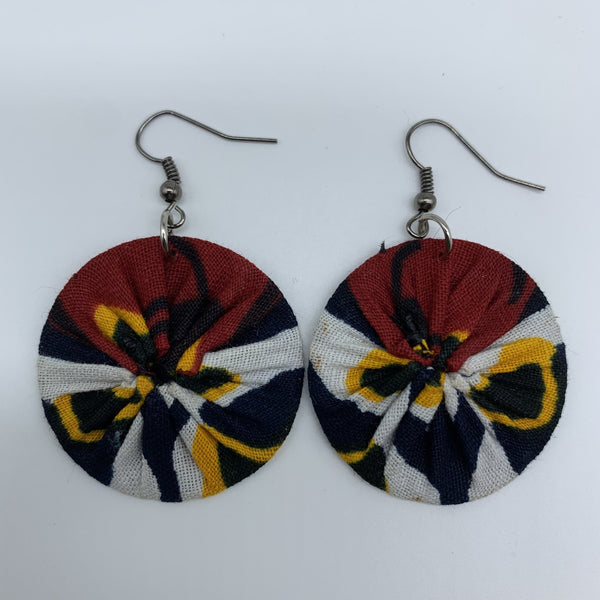 African Print Earrings-Round XS White Variation 4
