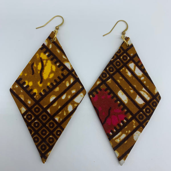African Print Earrings-Daya Brown Variation 2