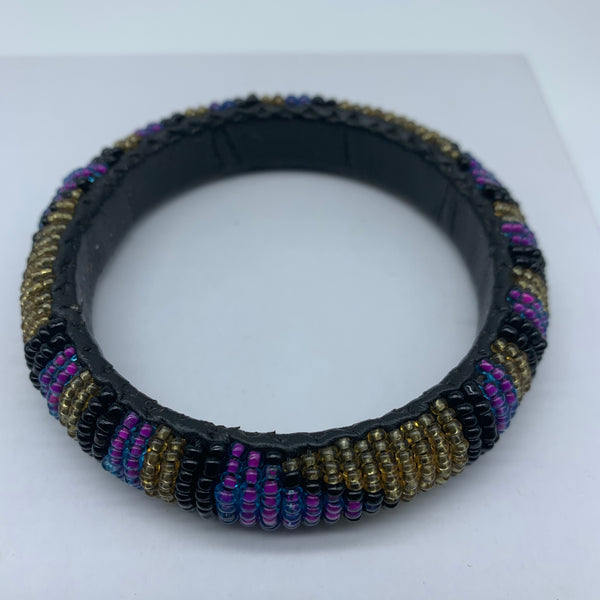 Beaded Bangle-Purple Gold Black Variation - Lillon Boutique