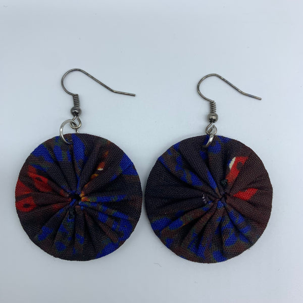 African Print Earrings-Round XS Blue Variation 47
