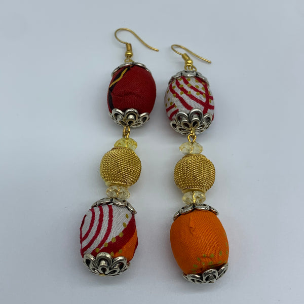 African Print Earrings-Ama Bling Red Variation 2