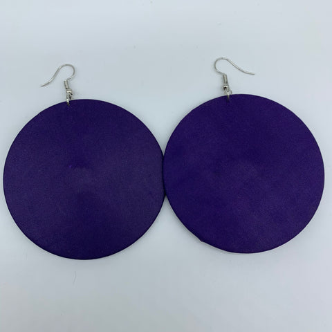 African Print Earrings-Round L Purple Variation