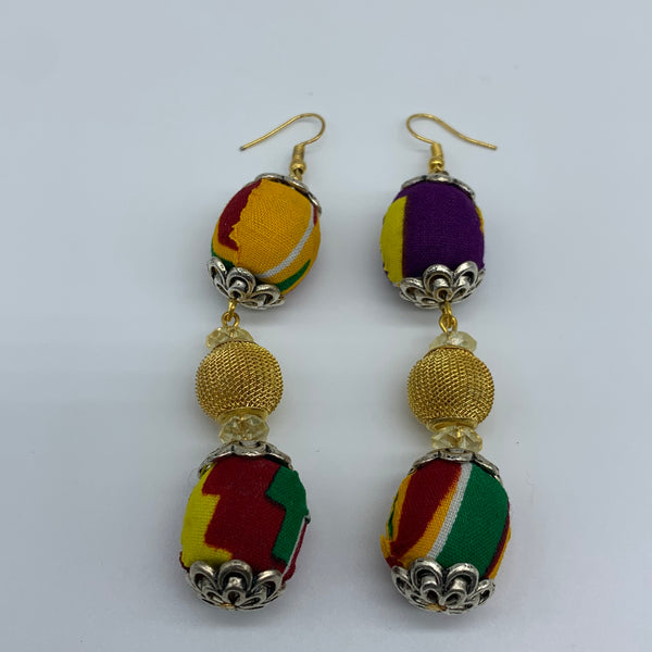 African Print Earrings-Ama Bling Red Variation