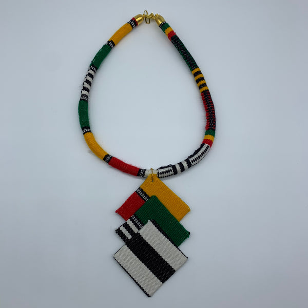 African Print Bangle Necklace -Multi Colour Variation 2
