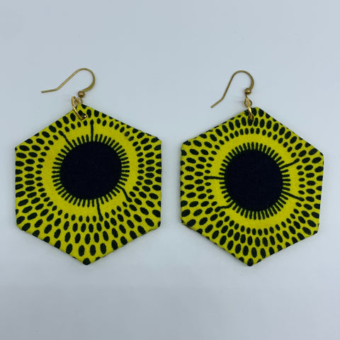 African Print Earrings-Hexa Yellow Variation