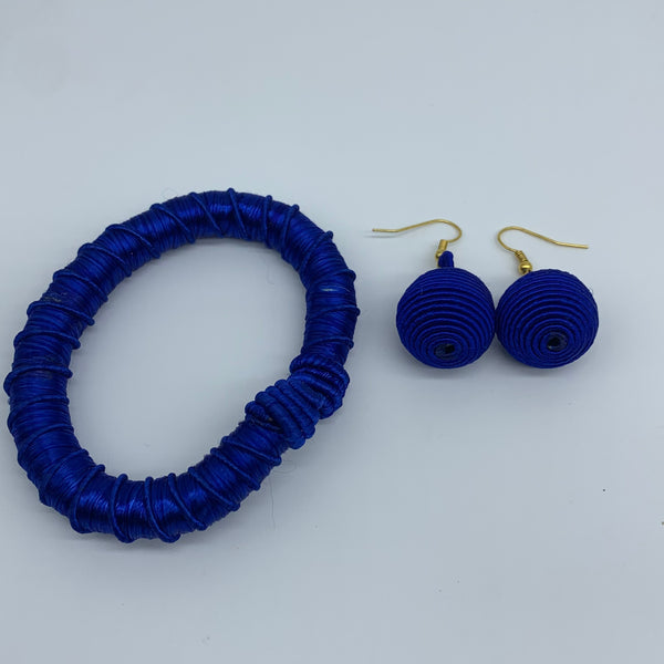 Thread W/Metal Bangle-Blue