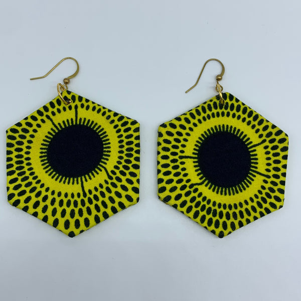 African Print Earrings-Hexa Yellow Variation