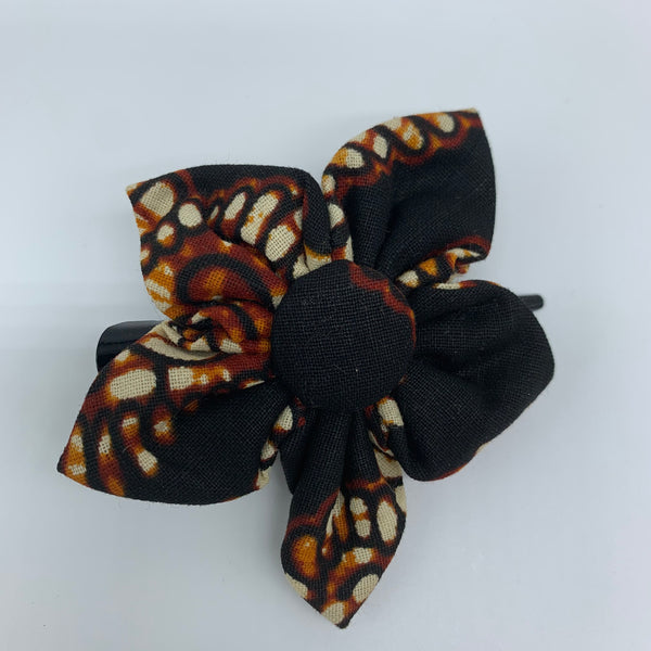 African Print Hair Clip-M Flower Style Brown Variation