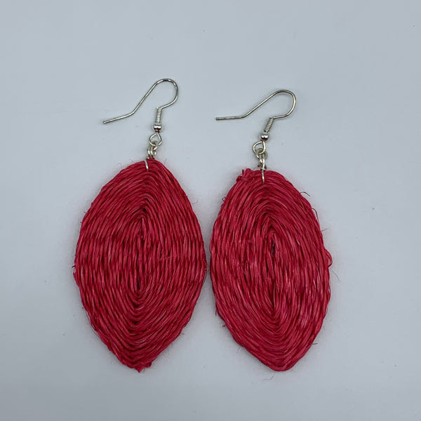 Sisal Earrings- Kaya Leaf Red Variation - Lillon Boutique