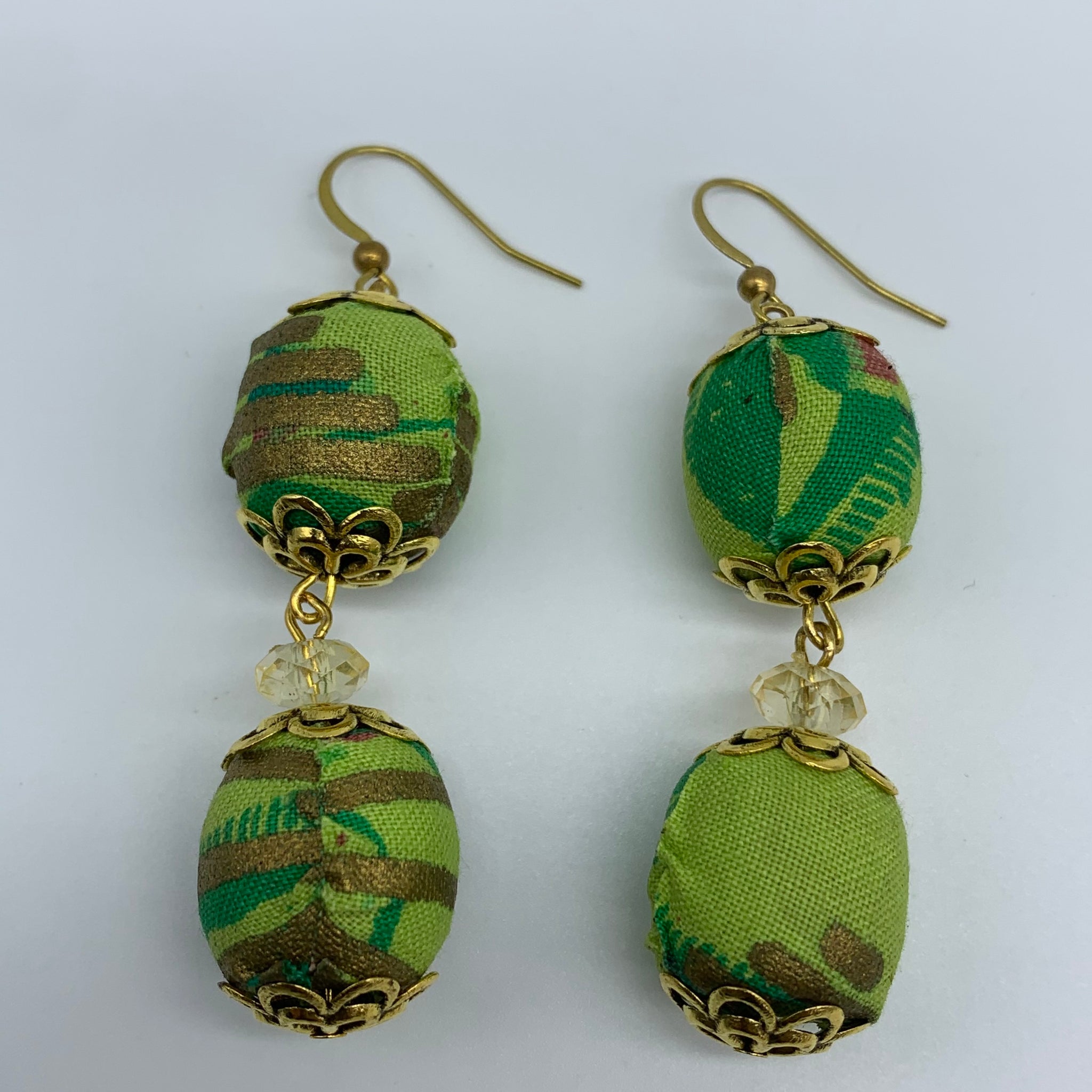 African Print Earrings-Ama Green Variation