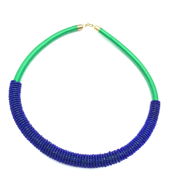 Beaded Thread  Bangle Necklace-Green Variation 2