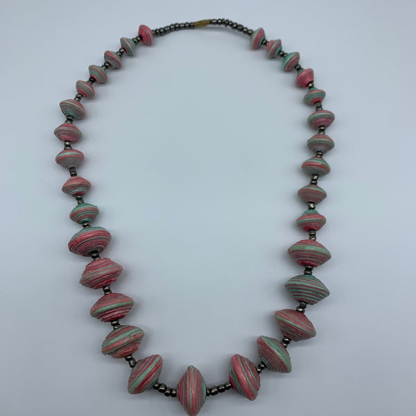 Recycled Paper Necklace with Beads-Pink Variation 3 - Lillon Boutique