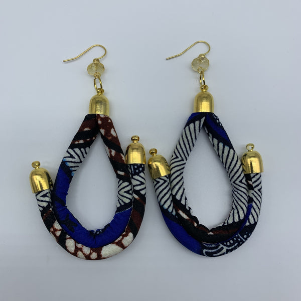 African Print Earrings-Anchor Blue Variation - Lillon Boutique