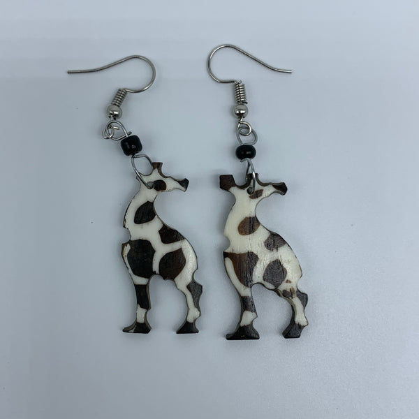 Cow Bone Earrings-Giraffe - Lillon Boutique