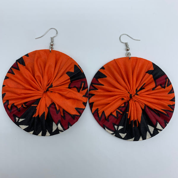 African Print Earrings-Round L Black Variation 12