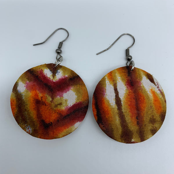 African Print Earrings-Round XS Brown Variation 26