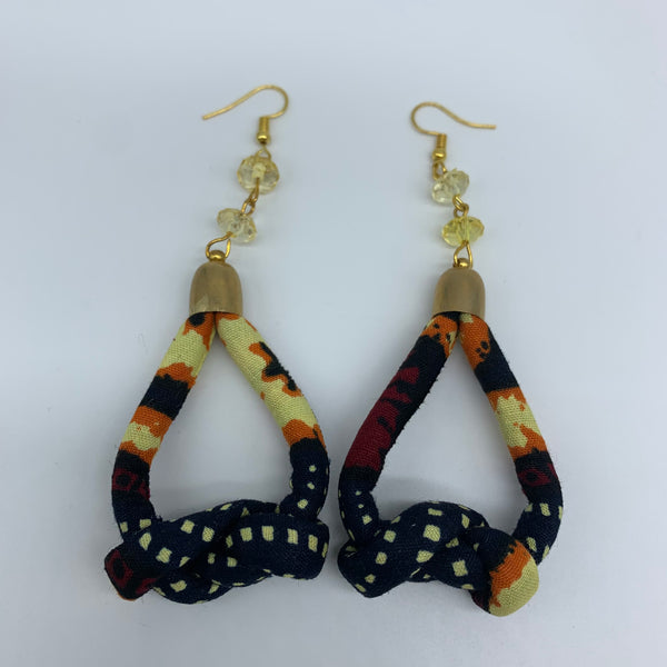African Print Earrings-Knotted S Black Variation 3
