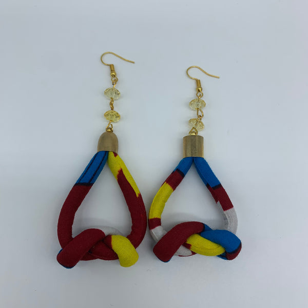 African Print Earrings-Knotted S Red Variation 2