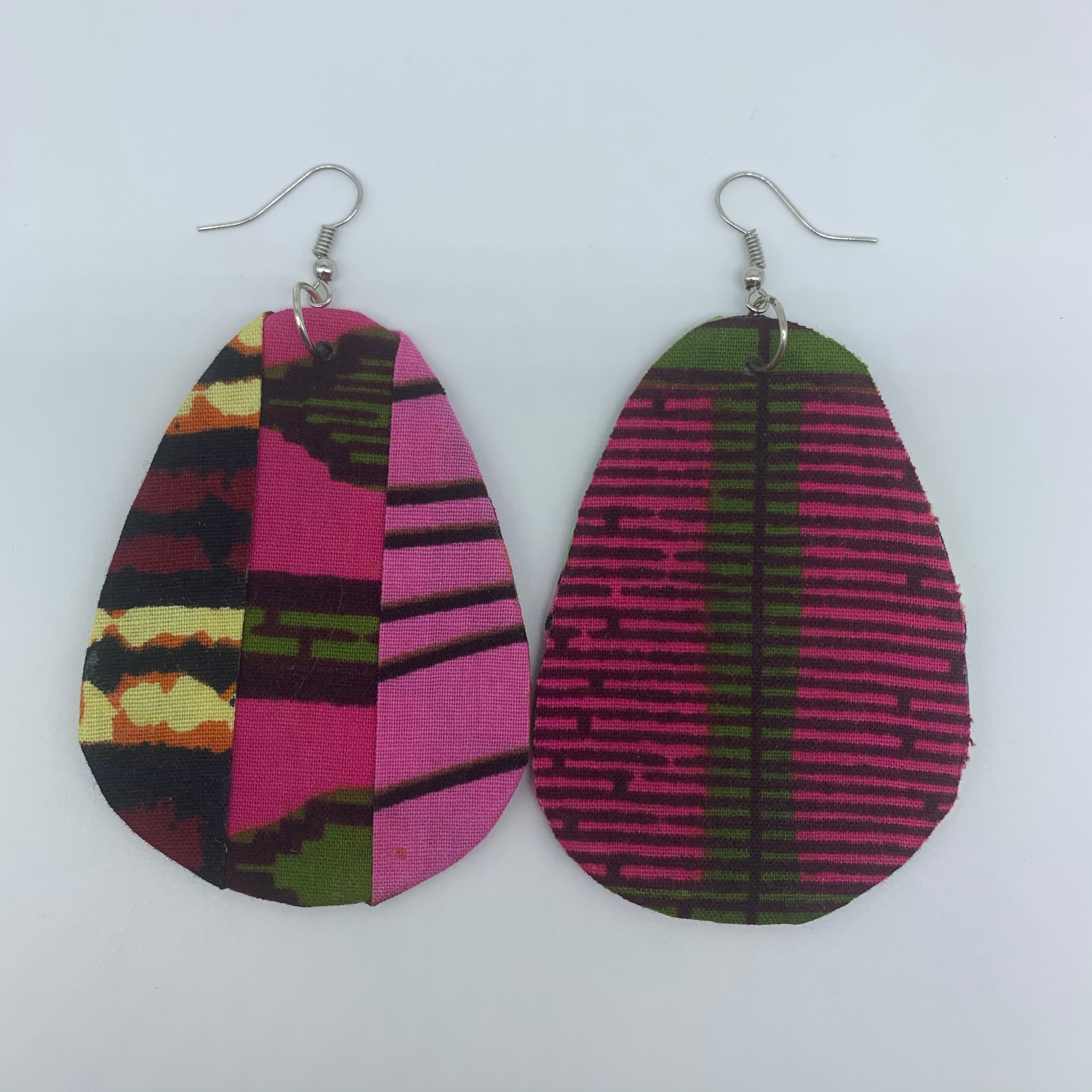 African Print Earrings-Zoba Zoba Reversible Pink Variation 2 - Lillon Boutique