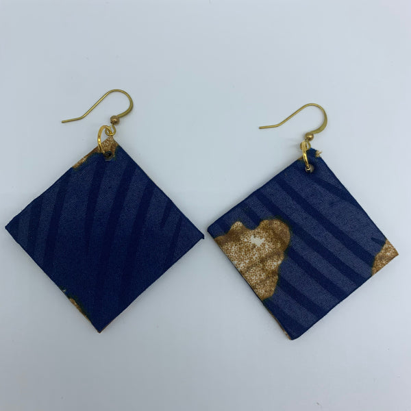 African Print Earrings-Square Blue Variation