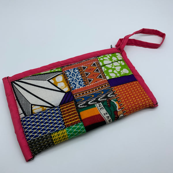 African Print Clutch /W Handle- Zoba Zoba Pink Variation - Lillon Boutique