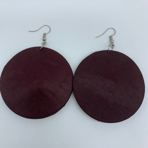 African Print Earrings-Round M Red Variation 18