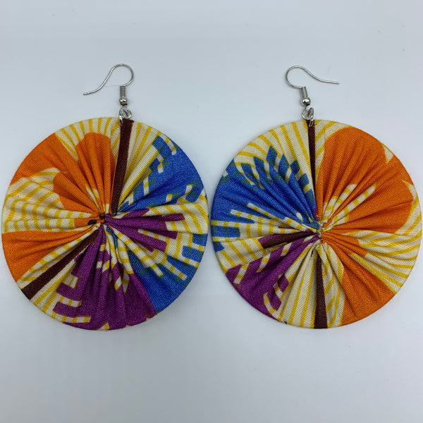 African Print Earrings-Round L Yellow Variation 7