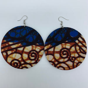 African Print Earrings-Round L Brown Variation 15