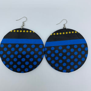 African Print Earrings-Round L Black Variation 4