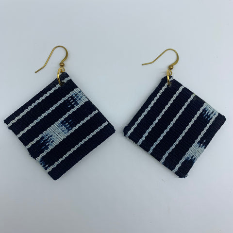 African Print Earrings-Square Blue Variation 3