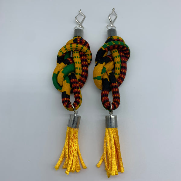 African Print Earrings-Knotted L Yellow Variation 10