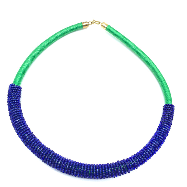 Beaded Thread  Bangle Necklace-Green Variation 2