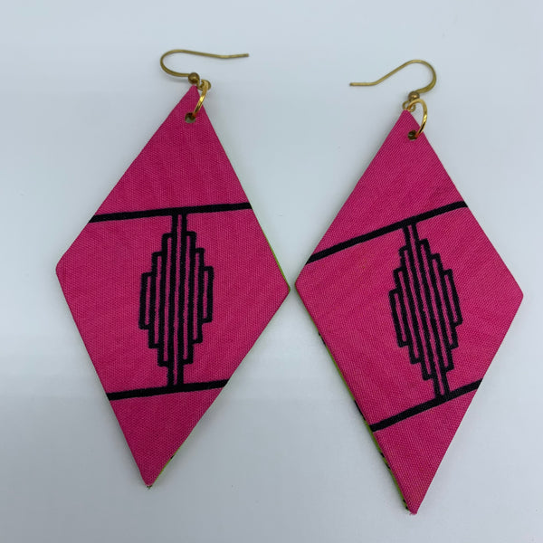 African Print Earrings-Daya Reversible Green Variation