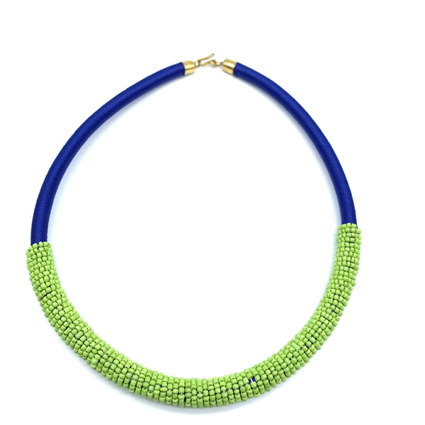 Beaded Thread  Bangle Necklace-Blue Variation