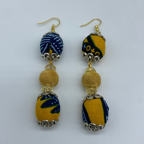 African Print Earrings-Ama Bling Yellow Variation