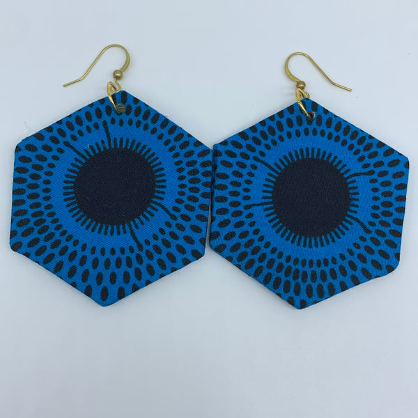 African Print Earrings-Hexa Blue Variation