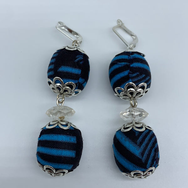 African Print Earrings-Ama Blue Variation 3