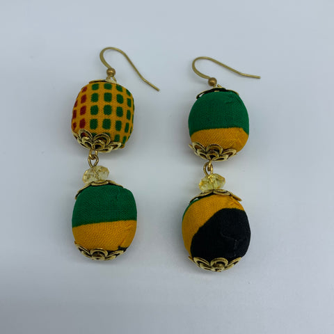 African Print Earrings-Ama Yellow Variation 3