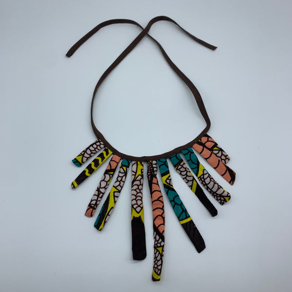 African Print Fabric Necklace -Brown Variation